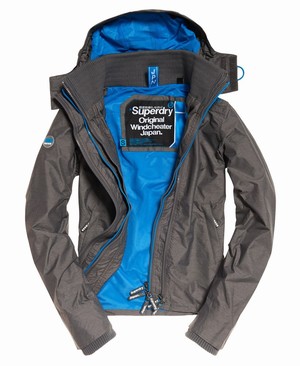 Superdry Technical Hooded Pop Cipzár SD-Windcheater Női Kabát Világos Szürke/Kék | YDZAM9340